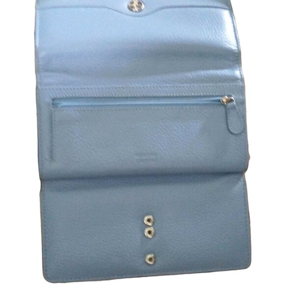 Giani Bernini Pebbled Leather Wallet Blue Women’s Bifold Excellent Condition - Picture 8 of 9